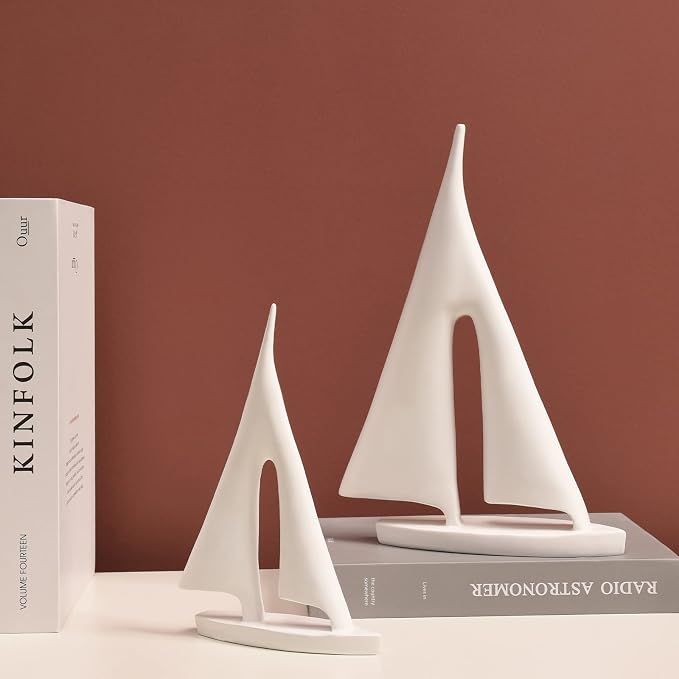 The Mariner Pair sculptural sailboat decor by Aura Works