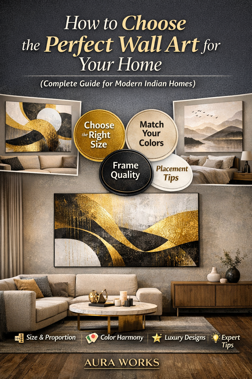How to choose perfect wall art for modern Indian home living room by Aura Works
