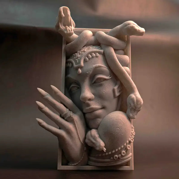 medusa Sculpture _ Mythical Gorgon bust Decor Aura works