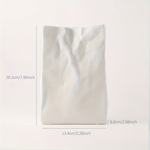 White rectangular pouch with dimensions labeled on a light gray background