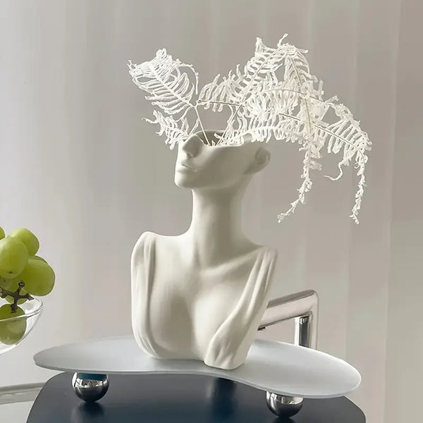 White Female Torso Vase _ Sculptural torso vase Aura works