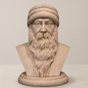 Osho Bust of a man with a beard and turban on a beige background