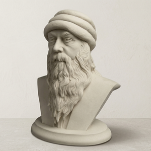 Osho Bust of a man with a beard and turban on a light background